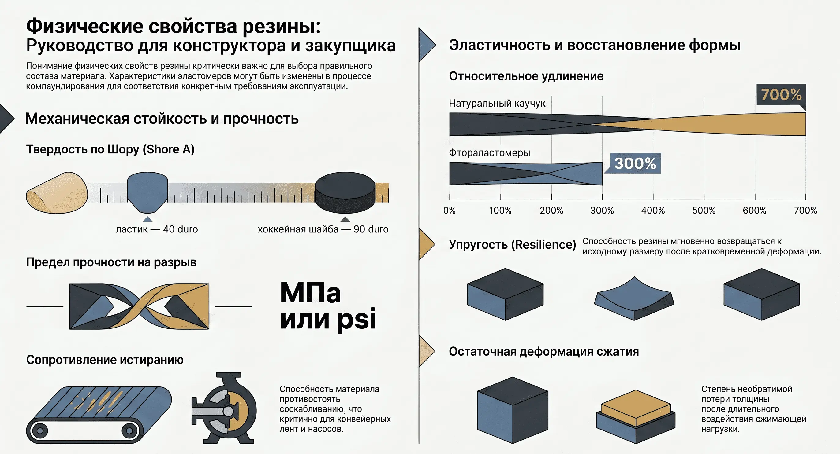Физические свойства резины — инфографика